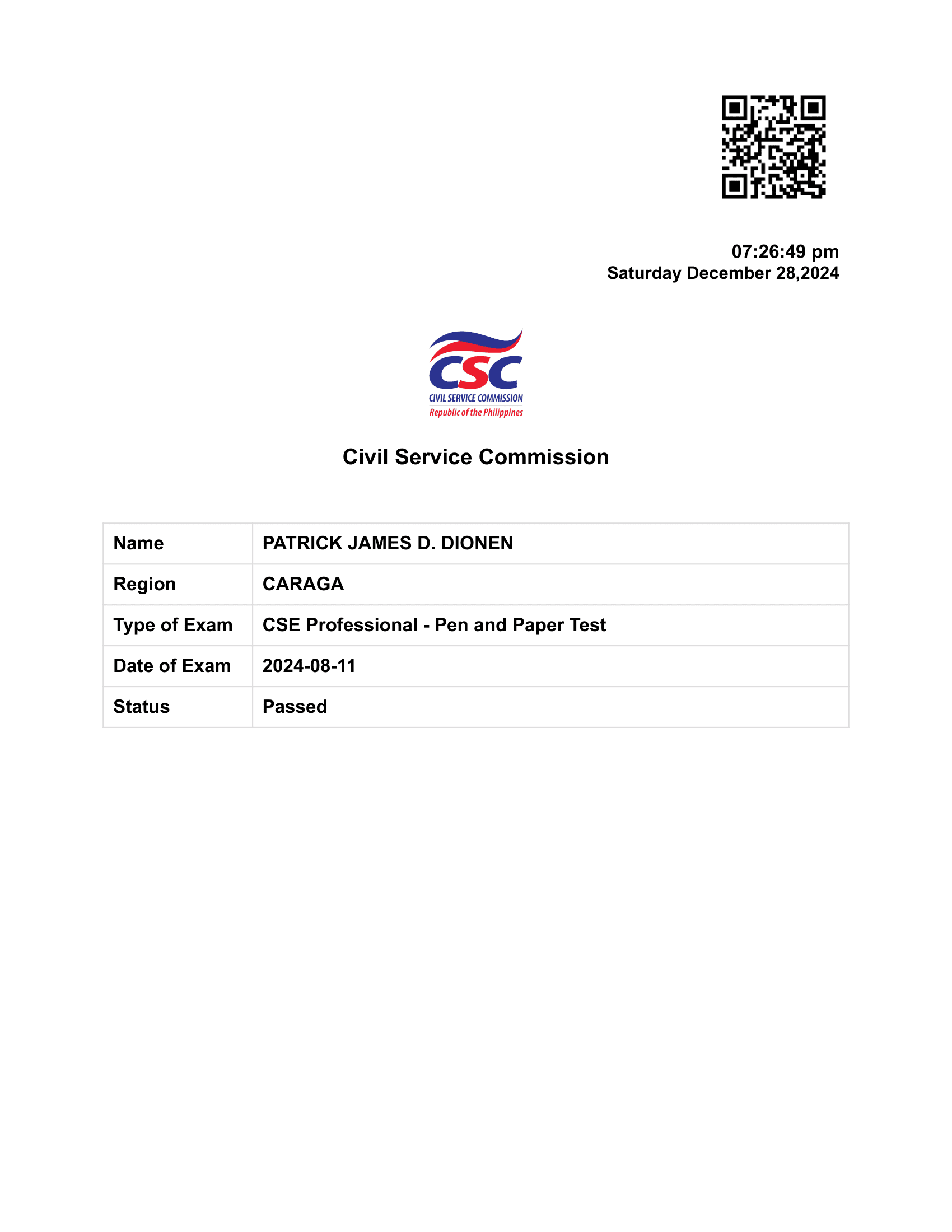 Career Service Professional Passer